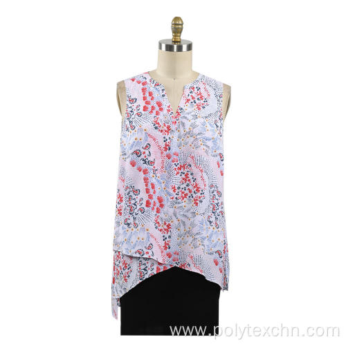 sleeveless V neck blouse